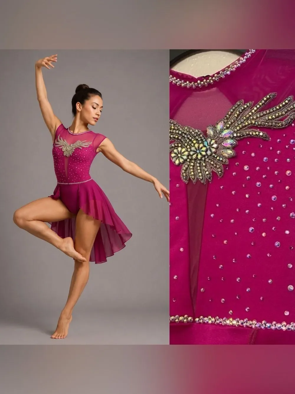 The Lineup dance costume lyrical hot pink custom SAGE SKIRTED LEOTARD SA 14